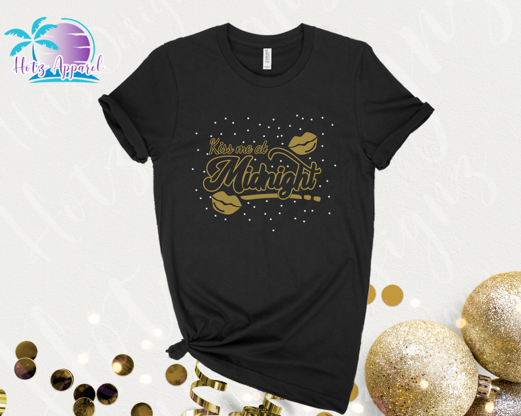 New Year Kiss Me Rhinestone Unisex Shirt