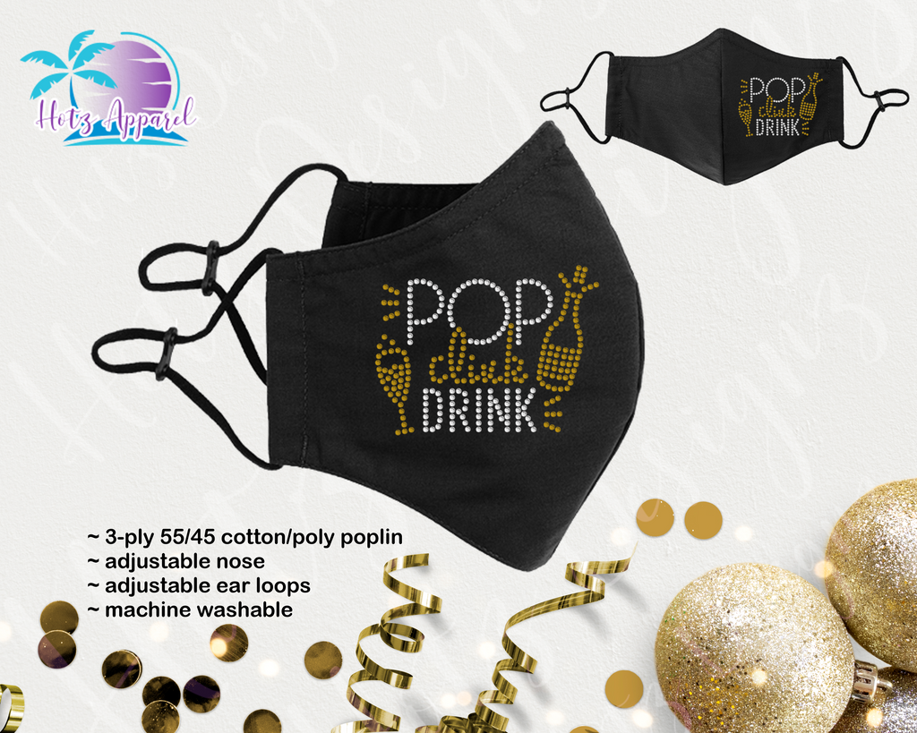 New Year Mask Pop Clink Drink