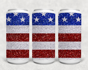 Glitter Flag Slim Can Cooler