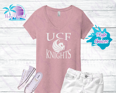 UCF Knights Women's White Glitter Tank Top / Shirt - Pink