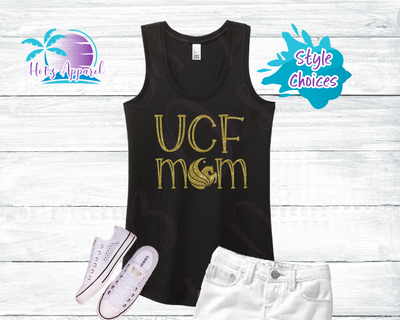 UCF Mom Pegasus Women's Gold Glitter Tank Top / Shirt - Black