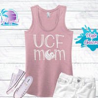 UCF Mom Pegasus Women's White Glitter Tank Top / Shirt - Pink