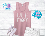 UCF Mom Pegasus Women's White Glitter Tank Top / Shirt - Pink