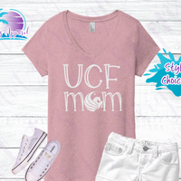 UCF Mom Pegasus Women's White Glitter Tank Top / Shirt - Pink