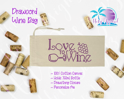 Rhinestone Love to Wine Bag